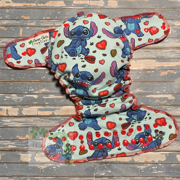 Stitch Valentine Hybrid Fitted Cloth Diaper - Made to Order