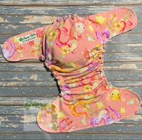 Pink Dragons Fitted Cloth Diaper - Made to Order