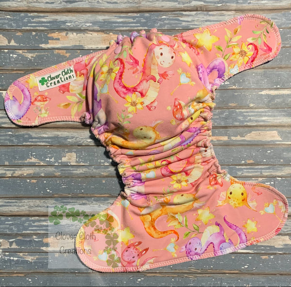 Pink Dragons Fitted Cloth Diaper - Made to Order