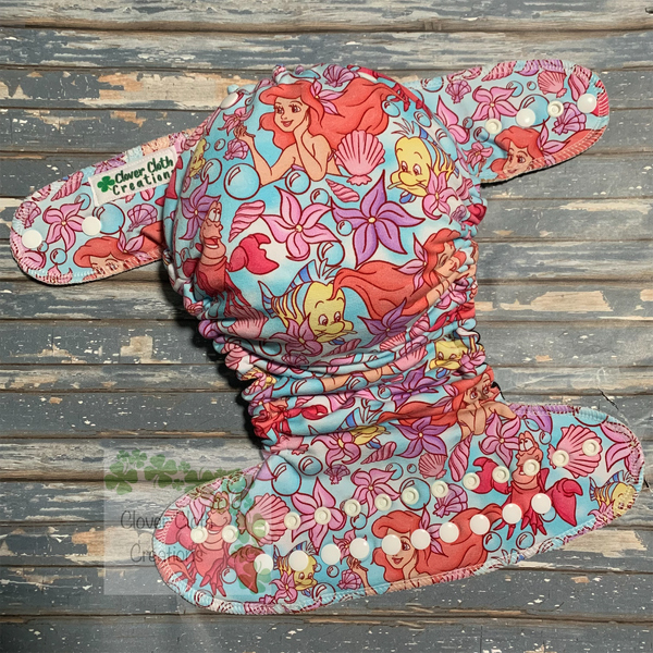 Mermaid Sketch Fitted Cloth Diaper - Made to Order